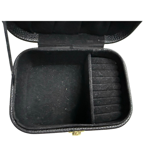 Black Pebbeled Faux Leather Travel Jewelry Organizer - Picture 4 of 11